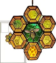 Honeycomb Ornaments - Acrylic Bee Home Decor,Nature-Inspired Honeycomb Pendant, Sun Catcher for Kitchen Garden Balcony Kids Room