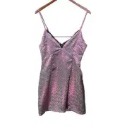 NWT Nasty Gal Pink Metallic Zip Zag Mini Dress Size 6