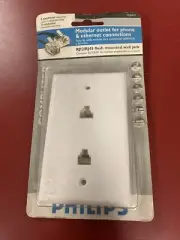 White Phone Line Wall Plate Dual RJ11 RJ12 6P6C Telephone Line WallPlate White