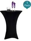 2 Pack Linen TableCloth 30 in. Round Stretch Cocktail Tablecloth Black