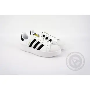 【A-KAY0】ADIDAS 女 SUPERSTAR BOLD W 皮革 厚底 金標 白黑【BA7666】