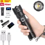 LED Torch USB Rechargeable, XHP70 Zoom Tactical Flashlight - Ultra Bright Light