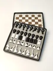 Vintage chess set magnetic travel mini chess set Checkers Kyiv Pocket Checkers