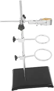 JEWEDECO Laboratory Flask Holder Laboratory Stand Clamp Stand Chemistry Ring Heavy Duty Condenser Stand Condenser and Laboratory Flask Clamp Metal Pole Support Base Ring Stand