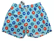 Two Left Feet Mens XXL Size 38 Teal Oopsie Daisy AOP Print Swim Trunks NEW