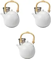Set of 3 White Porcelain Ball Earthenware Bottle (with Kagoami) [5.1 x 4.1 x 4.5 inches (13 x 10.5 x 11.3 cm) (470cc)] | Setomonohonpo, Earthenware, Made in China