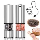 Electric Salt and Pepper Grinder Set, Automatic Battery Pepper Mill Shakers with
