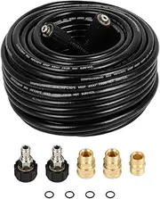 100ft Pressure Washer Hose 3200 PSI 3/8 Inch Kink Free With Couplers Replacement Hybrid Flexible Outdoor Hose for Electric or Gas Power Washer