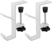 Desk Hook,Clamp-On Desk Mount Bag Holder Hook,Desk Backpack Hanger Desk Mount Headphone Holder,Table Hooks for Hanging Bags with Adjustable Desktop Clamp,Desk Table Hanging Storage Hook (White)