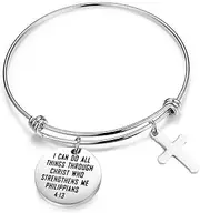 [MYOSPARK] Philippians 4:13 I Can Do All Things Through Christ Who Strengthens Me Bracelet Bible Verse Bracelet