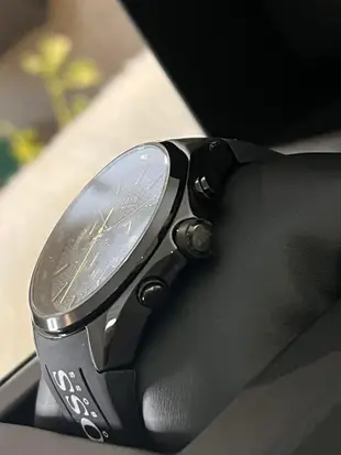 HUGO BOSS Distinct 黑色錶盤 黑色橡膠錶帶 石英 三眼計時 男士手錶 1513859