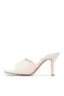 Cape Robbin Rolex Nude Vegan Leather Open Toe Mid Heel Flats Mules Pumps Sandals