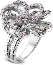 [JewelryWeb] 925 Sterling Silver Polished Pink and Purple CZ Simulated Diamond Ring Size 6 23mm Wide Band Style-Ring for Women
