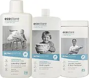 Ecostore Ultra Sensitive Laundry & Household Bundle - Ultra Sensitive Laundry Liquid 1L | Ultra Sensitive Laundry Soaker & Stain Remover 1kg | Ultra Sensitive Dish Liquid 1L, Dermatalogically Tested