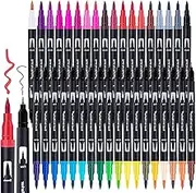 36 Colors Dual Tip Art Markers Pens for Kids Adult Coloring Books, Dual Brush Marker Pens with Fine & Brush Tips, Art Supplies for Drawing, Calligraphy, Sketching and Doodling
