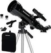21035 Travel Telescope 70mm f/5.7 AZ Refractor Telescope Kit, Black, 70 with Backpack