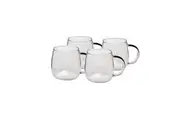 4pc Coffee Culture Arlo 400ml Glass Single Wall Hot/Cold Drink Mug Set Clear