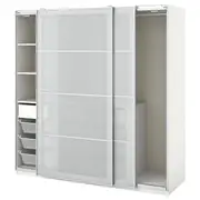 PAX / SVARTISDAL wardrobe combination, white/white paper effect, 200x66x201 cm