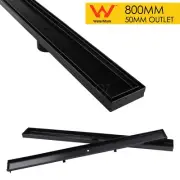 800mm Tile Insert Shower Grate Bath Linear Floor Drain 50mm Outlet Waste Black