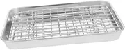 DINHEAROM Stainless Steel Baking Pan with Cooling Rack Versatile Roasting Tray for Oven Use for Healthy Cooking and Baking Desserts and Easy to Clean