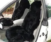 Starose New Zealand Genuine New Zealand Sheepskin Car Seat Covers Bucket Seat Covers, Universal Fit,2 Packs Black (1 Pair)