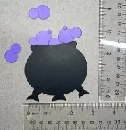 CAULDRON KETTLE & BUBBLES ️cardstock die cut embellishment HALLOWEEN