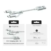 Mophie Cable 3 in 1 Charging 1 Meter MFi-Certified Lightning USB C Micro USB