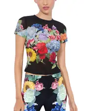 Alice and Olivia Tess Crewneck Mesh Tee