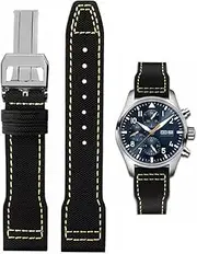 [HEYOZURY] Watch Strap for IWC Watch Nylon Canvas Strap 20 mm 21 mm 22 mm Replacement Strap Genuine Replacement Strap Folding Buckle Strap Original for IWC Pilot Portugal Series for Men
