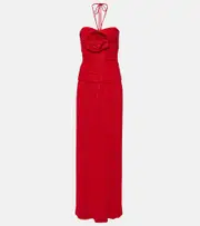 [Rebecca Vallance] Rebecca Vallance Samantha floral-appliqué ruched gown UK 14 red