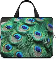 Laptop Case Sleeve Shockproof Computer Carrying Bag Green Peacock Feather Notebook Case Cover Laptop Bag Water Resistant Computer Cases Tablet Briefcase for Travel Business 10 Inch