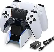 PS5 Controller Charger, PS5 Controller Charging Station Dock, Fast Dual Charging for Dualsense, Playstation 5 Controller with Wireless Controller Accessories, Blue LED ON/Off Automatically afbptek