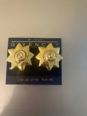 GIVENCHY PARIS NEW YORK VINTAGE SUN MOTIF CLIP ON EARRINGS