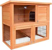 Double Storey Wooden Rabbit Hutch Chicken Coop Guinea Pig Cage