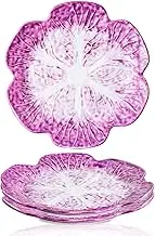 Purple Ceramic Salad Plate, 10.5 Inch Porcelain Decorative Plates for Kitchen, 2 Pcs Round cabbage dishware for Dessert, Decorative, Dinner, Pancakes, Steak, Cabbage Plate Microwave & Dishwasher Safe