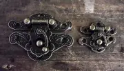 Boxes Catches Styled Hasp Latch carved pattern Antique Brass 3 sizes