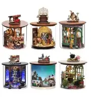 Wood Mini Dollhouse Making & Assembling Room Toys Decorations with furniture DIY