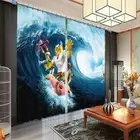 Waves Spin Wait Line 3D Curtain Blockout Photo Printing Curtains Drape Fabric