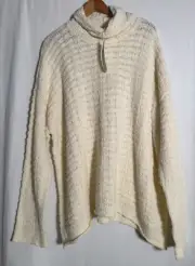 Eileen Fisher New Ivory White Funnel Neck Sweater Organic Cotton Size X Large XL