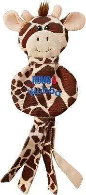 KONG - Wubba No Stuff Giraffe - Dog Tug of War and Fetch Toy (Assorted Colours)