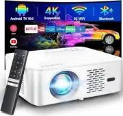 CIBEST G1 Projector 4K Support with 5G WiFi Bluetooth Native 1080P -Silver/White