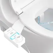 Expspru Bidet Attachment for Toilet,Self Cleaning Non-Electric Dual Nozzle (Frontal & Rear Wash),Ultra-Slim Cold Water Bidet Toilet Seat Attachment with Pressure Controls,White