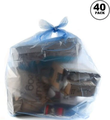 [ 40 Pack ] Ultra-Durable 46 Gallon Heavy Duty Blue Recycling Trash Bags
