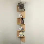 Beech Zig Zag Corner Wall Shelf Home Decor Display Curio Storage Float Shelves