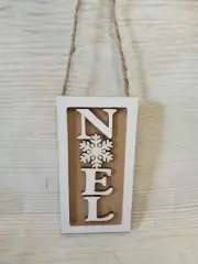 New! "NOEL" Christmas Tree Ornament Glitter Winter Snowflake Farmhouse Rustic