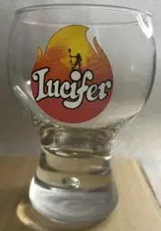 Lucifer Beer Glasses 0,2l . Two (2). With Assorted Beer Coasters