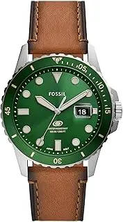 [FOSSIL] Men's Brown Leather Blue Dive Analogue Watch, 42mm