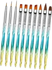 WRITWAA 10Pcs Gradient Blue Nail Art Pens Ultra Thin Brush for Fine Line Drawing Detailing Durable DIY Nail Tool for Manicure Art Patterns Floral Designs