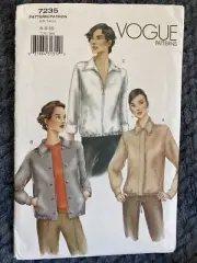 Vogue Sewing Pattern 7235 Loose Fit Windbreaker Jacket 6-8-10 Casual UNCUT