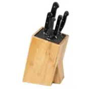Bamboo Knife Block for Kitchen Storage w/ Removable Bristles - Convenient &...